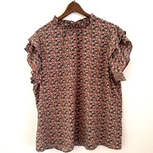 SHEIN Curve Flutter Sleeve Blouse with Ruffle Collar 3X Ruffled Flutter Sleeve